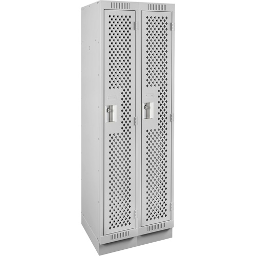 Clean Line Lockers, Bank of 2, 24" x 15" x 76", Steel, Grey, Rivet (Assembled), Perforated Stor-it Systems