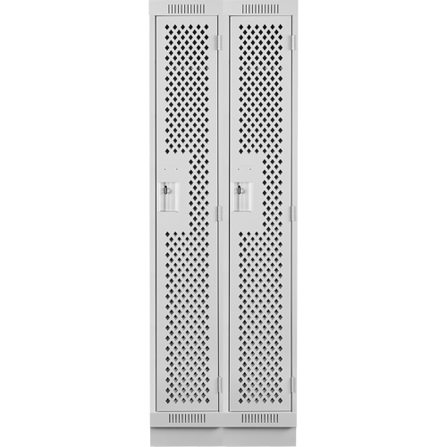 Clean Line Lockers, Bank of 2, 24" x 15" x 76", Steel, Grey, Rivet (Assembled), Perforated Stor-it Systems