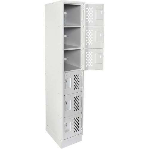Assembled Lockerettes Clean Line Perforated Economy Lockers, 6 -tier, 18" x 72" x 12", Steel Stor-it Systems