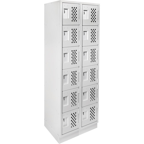 Assembled Lockerettes Clean Line Perforated Economy Lockers, 6 -tier, Bank of 2, 18" x 72" x 12", Steel Stor-it Systems