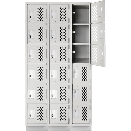 Assembled Lockerettes Clean Line Perforated Economy Lockers, 6 -tier, Bank of 3, 18" x 72" x 12", Steel Stor-it Systems