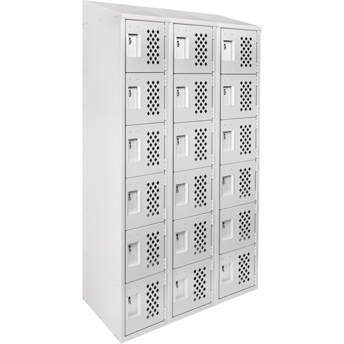 Assembled Lockerettes Clean Line Perforated Economy Lockers, 6 -tier, Bank of 3, 18" x 72" x 12", Steel Stor-it Systems