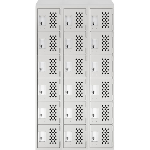 Assembled Lockerettes Clean Line Perforated Economy Lockers, 6 -tier, Bank of 3, 18" x 72" x 12", Steel Stor-it Systems