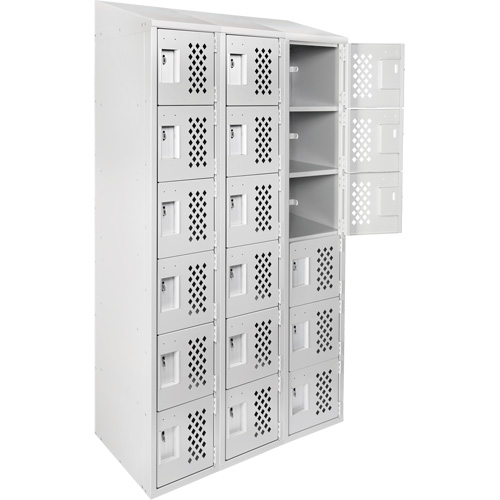 Assembled Lockerettes Clean Line Perforated Economy Lockers, 6 -tier, Bank of 3, 18" x 72" x 12", Steel Stor-it Systems