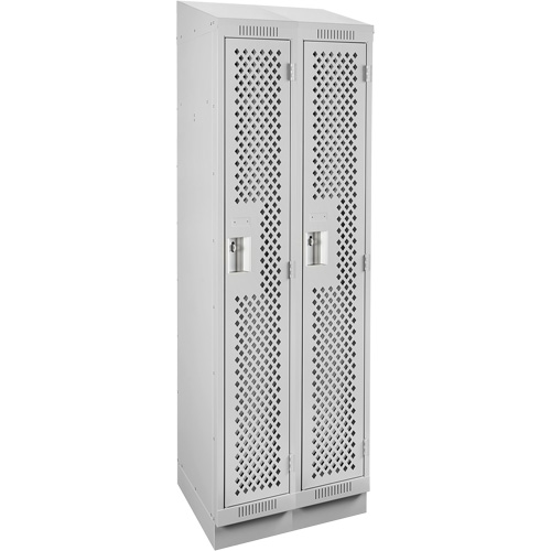 Clean Line Lockers, Bank of 2, 24" x 12" x 82", Steel, Grey, Rivet (Assembled), Perforated Stor-it Systems