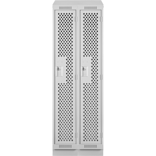 Clean Line Lockers, Bank of 2, 24" x 12" x 82", Steel, Grey, Rivet (Assembled), Perforated Stor-it Systems