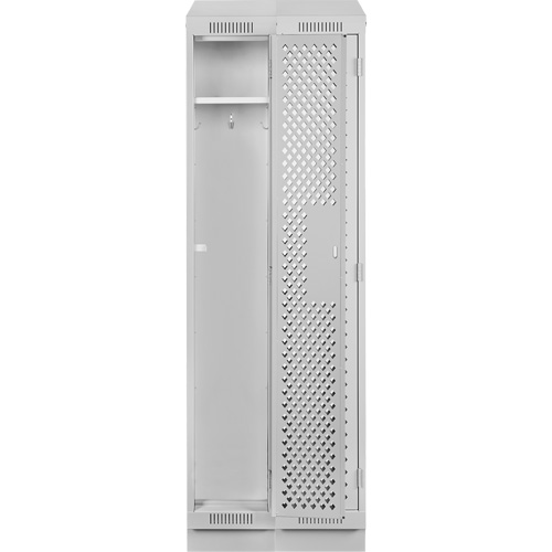 Clean Line Lockers, Bank of 2, 24" x 12" x 82", Steel, Grey, Rivet (Assembled), Perforated Stor-it Systems