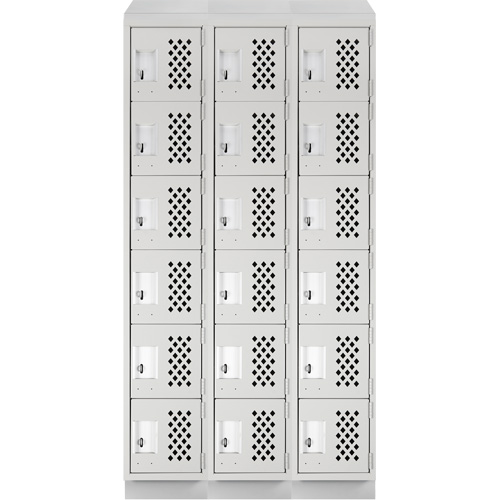 Assembled Lockerettes Clean Line Perforated Economy Lockers, 6 -tier, Bank of 3, 18" x 72" x 12", Steel Stor-it Systems