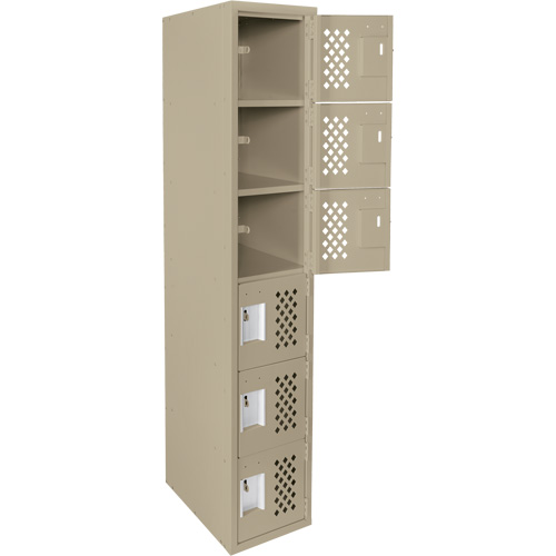 Assembled Lockerettes Clean Line Perforated Economy Lockers, 6 -tier, 18" x 72" x 12", Steel Stor-it Systems