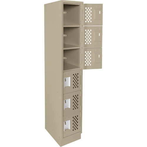 Assembled Lockerettes Clean Line Perforated Economy Lockers, 6 -tier, 18" x 72" x 12", Steel Stor-it Systems