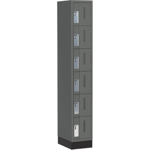 Concorde Heavy-Duty Lockers, 6 -tier, 12" x 18" x 76", Steel, Charcoal, Welded (Assembled) Stor-it Systems
