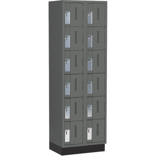 Concorde Heavy-Duty Lockers, 6 -tier, Bank of 2, 24" x 18" x 76", Steel, Charcoal, Welded (Assembled) Stor-it Systems