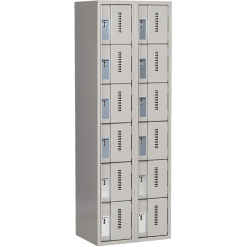 Concorde Heavy-Duty Lockers, 6 -tier, Bank of 2, 24" x 18" x 72", Steel, Grey, Welded (Assembled) Stor-it Systems