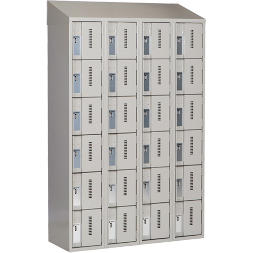 Concorde Heavy-Duty Lockers, 6 -tier, Bank of 4, 48" x 18" x 78", Steel, Grey, Welded (Assembled) Stor-it Systems