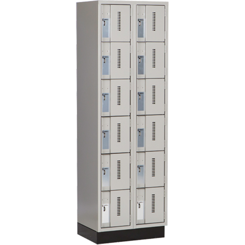 Casiers robustes Concorde, 6 niveaux, Bloc de 2, 24" x 18" x 76", Acier, Gris, Soud&eacute; (assembl&eacute;) Stor-it Systems