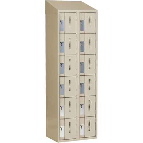 Concorde Heavy-Duty Lockers, 6 -tier, Bank of 2, 24" x 18" x 78", Steel, Beige, Welded (Assembled) Stor-it Systems