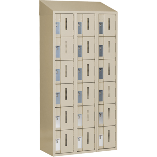 Concorde Heavy-Duty Lockers, 6 -tier, Bank of 3, 36" x 18" x 78", Steel, Beige, Welded (Assembled) Stor-it Systems