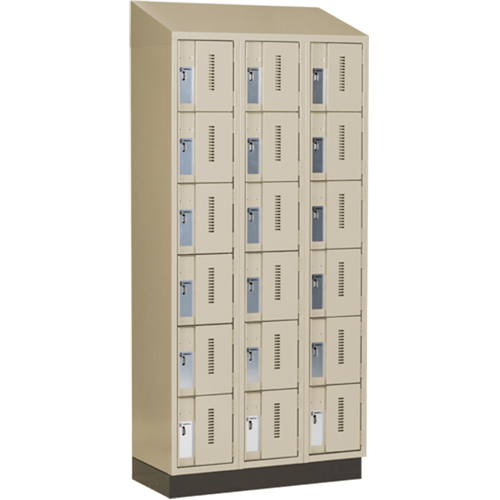 Concorde Heavy-Duty Lockers, 6 -tier, Bank of 3, 36" x 18" x 82", Steel, Beige, Welded (Assembled) Stor-it Systems