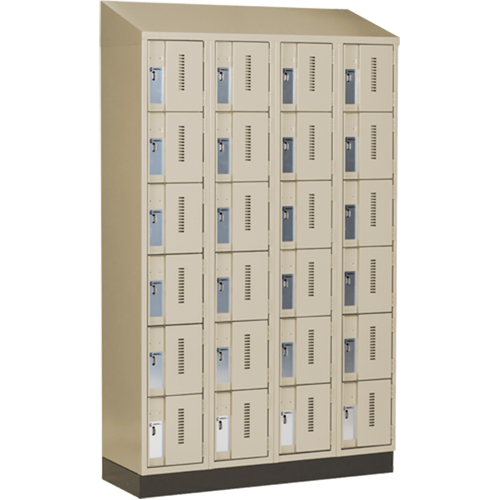 Concorde Heavy-Duty Lockers, 6 -tier, Bank of 4, 48" x 18" x 82", Steel, Beige, Welded (Assembled) Stor-it Systems