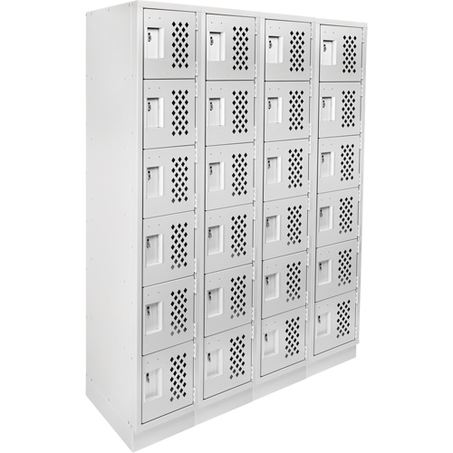 Assembled Clean Line Perforated Economy Lockers, 6 -tier, Bank of 4, 18" x 72" x 12", Steel Stor-it Systems