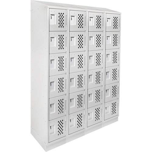 Assembled Clean Line Perforated Economy Lockers, 6 -tier, Bank of 4, 18" x 72" x 12", Steel Stor-it Systems
