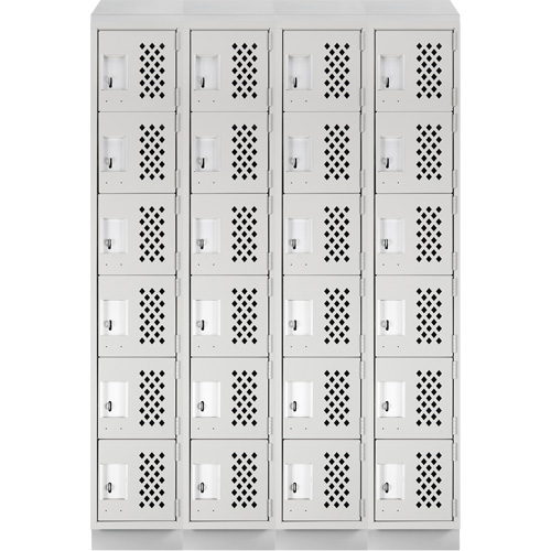 Assembled Clean Line Perforated Economy Lockers, 6 -tier, Bank of 4, 18" x 72" x 12", Steel Stor-it Systems