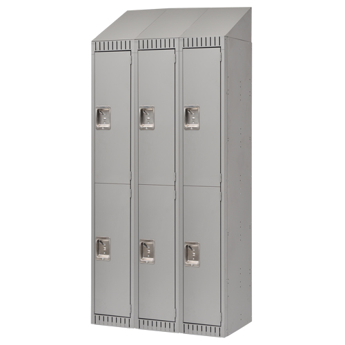 Lockers, 2 -tier, Bank of 3, 36" x 18" x 82", Steel, Grey, Knocked Down Stor-it Systems