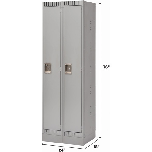 Lockers, Bank of 2, 24" x 18" x 76", Steel, Grey, Knocked Down Stor-it Systems