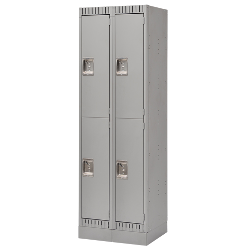 Lockers, 2 -tier, Bank of 2, 24" x 18" x 76", Steel, Grey, Knocked Down Stor-it Systems