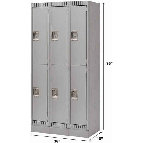 Casiers, 2 niveaux, Bloc de 3, 36" x 18" x 76", Acier, Gris, D&eacute;mont&eacute; Stor-it Systems