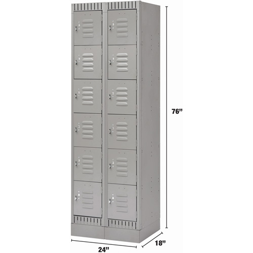 Casiers, 6 niveaux, Bloc de 2, 24" x 18" x 76", Acier, Gris, D&eacute;mont&eacute; Stor-it Systems