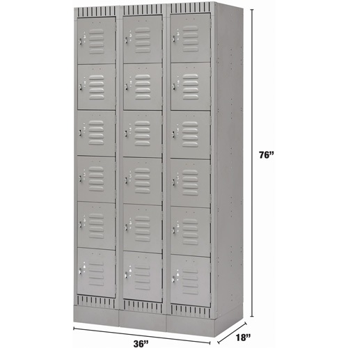 Casiers, 6 niveaux, Bloc de 3, 36" x 18" x 76", Acier, Gris, D&eacute;mont&eacute; Stor-it Systems