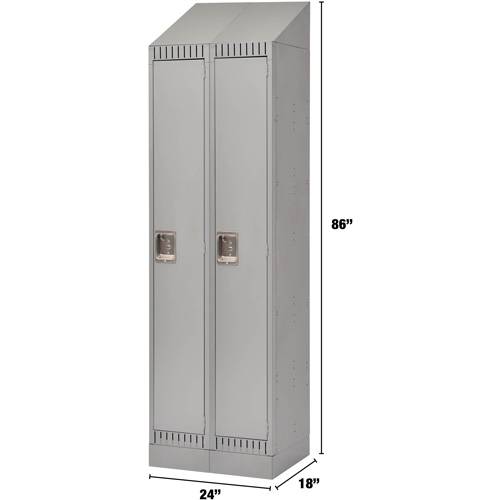 Lockers, Bank of 2, 24" x 18" x 86", Steel, Grey, Knocked Down Stor-it Systems