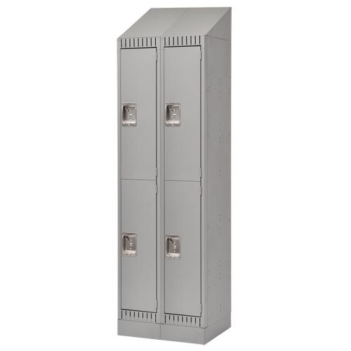 Assembled Lockers, 2 -tier, Bank of 2, 24" x 18" x 72", Steel, Grey, Rivet (Assembled) Stor-it Systems