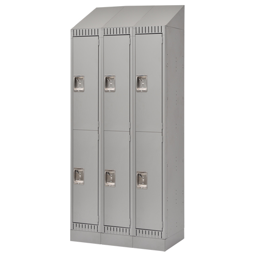 Lockers, 2 -tier, Bank of 3, 36" x 18" x 86", Steel, Grey, Knocked Down Stor-it Systems