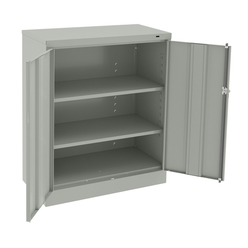 Counter High Cabinet, Steel, 2 Shelves, 42" H x 36" W x 18" D, Light Grey Stor-it Systems