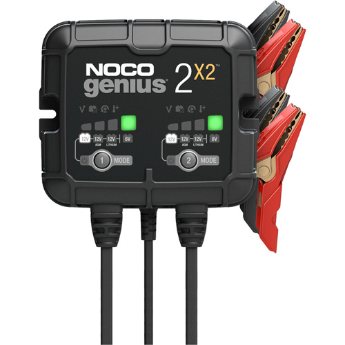 Genius&reg; 2X2 2-Bank, 4-Amp Battery Charger Stor-it Systems