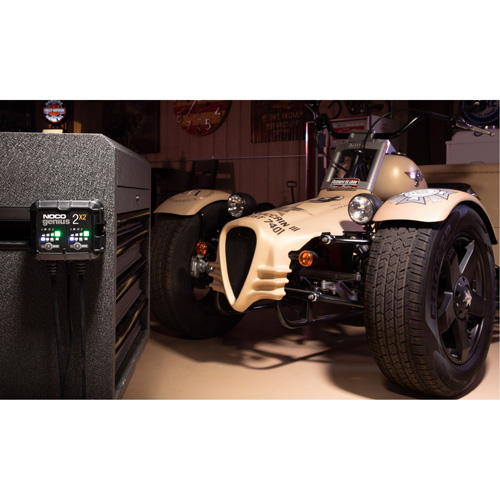 Genius&reg; 2X2 2-Bank, 4-Amp Battery Charger Stor-it Systems