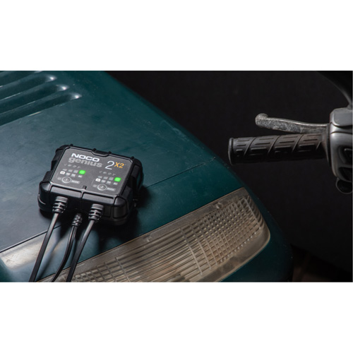 Genius&reg; 2X2 2-Bank, 4-Amp Battery Charger Stor-it Systems