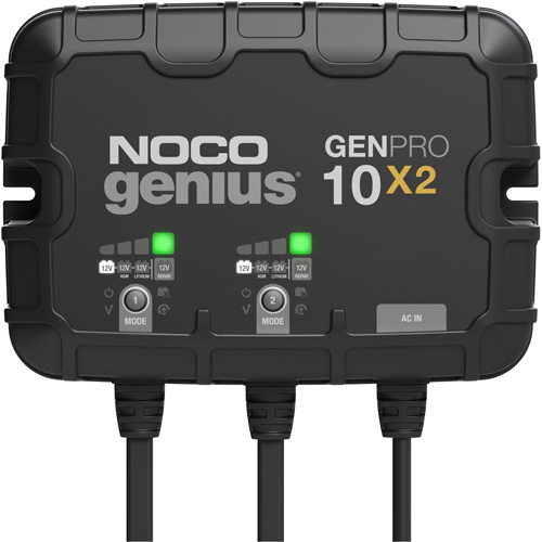 Chargeur de batterie embarqu&eacute; &agrave; 2 sorties de 20 amp&egrave;res GenPro10X2 Genius Stor-it Systems