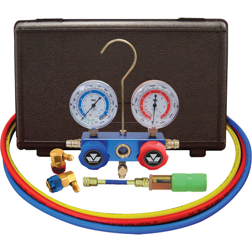 Ensemble de manom&egrave;tre &agrave; collecteur &agrave; deux voies pour l'automobile R134A avec mini injecteur de colorant Stor-it Systems