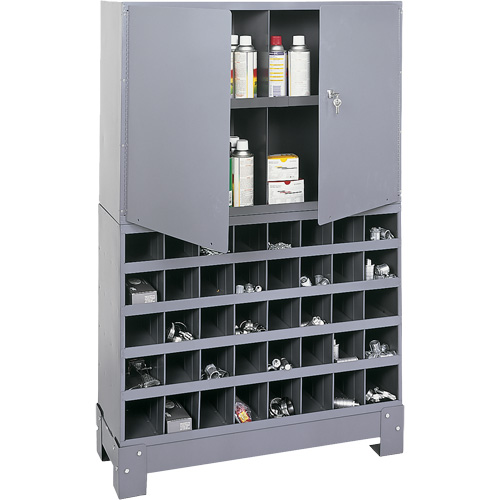 Modular Small Parts Storage Unit, Steel, 0 Drawers, 33-3/4" x 12-1/4" x 53-1/2", Grey Stor-it Systems