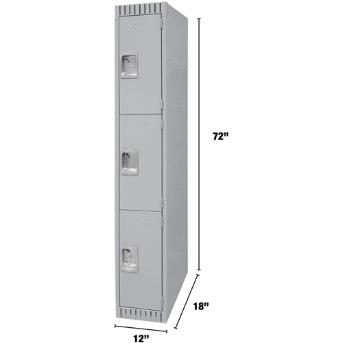 Casiers, 3 niveaux, 12" x 18" x 72", Acier, Gris, D&eacute;mont&eacute; Stor-it Systems