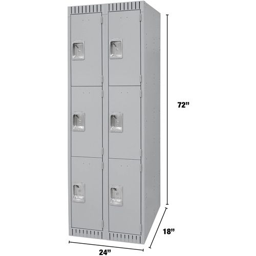 Casiers, 3 niveaux, Bloc de 2, 24" x 18" x 72", Acier, Gris, D&eacute;mont&eacute; Stor-it Systems