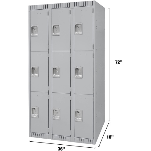 Casiers, 3 niveaux, Bloc de 3, 36" x 18" x 72", Acier, Gris, D&eacute;mont&eacute; Stor-it Systems