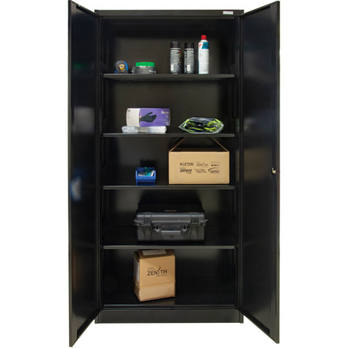 Hi-Boy Storage Cabinet, Steel, 4 Shelves, 72" H x 36" W x 18" D, Black Stor-it Systems