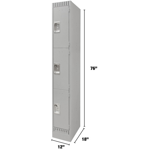 Casiers, 3 niveaux, 12" x 18" x 76", Acier, Gris, D&eacute;mont&eacute; Stor-it Systems