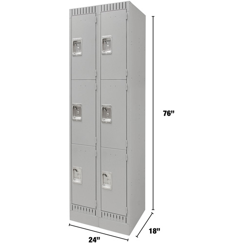 Casiers, 3 niveaux, Bloc de 2, 24" x 18" x 76", Acier, Gris, D&eacute;mont&eacute; Stor-it Systems