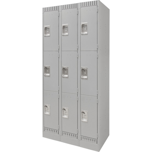 Casiers, 3 niveaux, Bloc de 3, 36" x 18" x 76", Acier, Gris, D&eacute;mont&eacute; Stor-it Systems