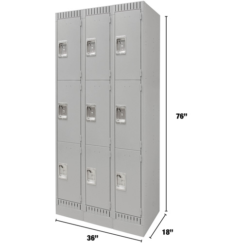 Casiers, 3 niveaux, Bloc de 3, 36" x 18" x 76", Acier, Gris, D&eacute;mont&eacute; Stor-it Systems